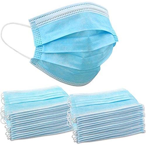 Jumbl Blue Disposable Face Masks | Protective 3-Ply Breathable Comfortable Nose/Mouth Coverings for Home & Office | Elastic Ear Loop 3-Layer Safety Shield for Adults/Kids | Pack of 100 Ships from USA