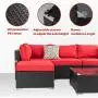Walsunny 7pcs Patio Outdoor Furniture Sets,Low Back All-Weather Rattan Sectional Sofa with Tea Table&Washable Couch Cushions&Ottoman (Black Rattan)(Red) Walsunny 7pcs Patio Outdoor Furniture Sets,Low Back All-Weather Rattan Sectional Sofa with Tea Table&Washable Couch Cushions&Ottoman (Black Rattan)(Red)