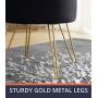 Ornavo Home Modern Round Velvet Storage Ottoman Foot Rest Stool/Seat with Gold Metal Legs & Tray Top Coffee Table - Black