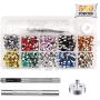 Fuman Forest 3/16 inch Multi-Color Grommet Kit,500 Sets Grommets Eyelets with 3 Pieces Install Tool Kit,Metal Eyelets with Installation Tools and Operating Instruction Book in Clear Box