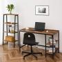 HOOBRO Computer Desk, Industrial Writing Desk with Adjustable Shelf on Left or Right, 47 Inch Office Study Desk for Laptop, Sturdy Metal Frame, for Home Office, Easy to Assemble, Rustic Brown BF59DN01