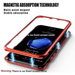 iPhone 8 Plus Case,iPhone 7 Plus Case, ZHIKE Magnetic Adsorption Case Metal Frame Tempered Glass Back with Built-in Magnet Cover for Apple iPhone 7Plus/8 Plus (Red, iPhone 7 Plus/8 Plus)