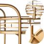 Glitzhome 30.71'' H Oval Gold Bar Cart with 4 Wheels 2-Tier Deluxe Tray Metal Mirrored Glass Top Rolling Serving Cart for Kitchen Living Room Hotel Wine/Tea Serving Cart