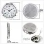 2-1/8 Inch (55 mm) Quartz Clock Insert, Zinc-Alloy Metal Case, Arabic Numeral, White Face