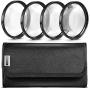 Zeikos 52mm 4 piece high definition Close-Up filter (+1, +2, +4 and +10 Diopters), Metal Rim, Magnification Kit, with Deluxe Case and Miracle Fiber Cloth Set