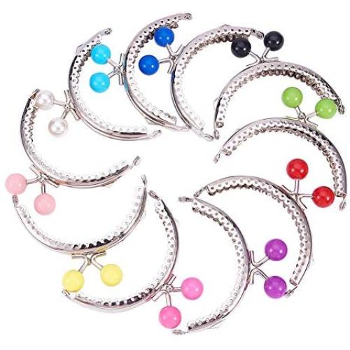 PH PandaHall 10 Color Purse Frame Bag Kiss Clasp Lock 3.3'' Metal Arch Frame Coin Purse Tow Ball Kiss Clasp Clutch Frames Purse for DIY Handle Bag Sewing Craft