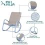 PHI VILLA Outdoor Patio Metal Rocking Chair, Padded Modern Rocker Chairs with Cushion, Support 301lbs for Porch, Deck, Balcony or Indoor Use (1PCS, Blue)