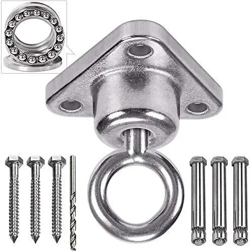 IOH Bearing Heavy Duty Swing Hanger Stainless Steel 304 antirust, [1300 lb Capacity] 360° Silent Rotation, Playground Porch Yoga Seat, Punching Bag, Hammock Chair, Hanging Kit, Indoor Outdoor