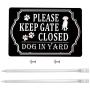 Kichwit Please Keep Gate Closed Dog in Yard Sign, Aluminum, All Metal Construction, 11.8 x 7.9 Inches, Metal Stakes Included