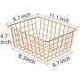 Metal Wire Storage Basket iSPECLE Freezer Baskets Storage Organizer Bins with Handles for Kitchen, Pantry, Closet, Laundry Room, Cabinets, Garage 4 Pack Rose Gold