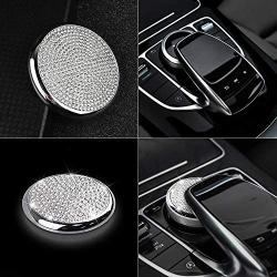 LECART Bling Car Media Knob Cover Caps Center Console Multimedia Knob Covers Auto Interior Bling Accessories Metal Stickers Men Women Compatible for Mercedes-Benz C-Class E-Class GLC 2016 2017 2018