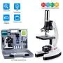 AmScope 120X-1200X 52-pcs Kids Beginner Microscope STEM Kit with Metal Body Microscope, Plastic Slides + PS25 Prepared Microscope Slide Set for Basic Biological Science Education, 25 Slides AmScope 120X-1200X 52-pcs Kids Beginner Microscope STEM Kit with Metal Body Microscope, Plastic Slides + PS25 Prepared Microscope Slide Set for Basic Biological Science Education, 25 Slides