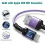 Tera Grand - Apple C89 MFi Certified Lightning to USB Braided Cable for iPhone 12/11 Pro Max Mini, SE XS Max XR X, 8/7/6 Plus, iPad, AirPods, 4 Ft Purple Tera Grand - Apple C89 MFi Certified Lightning to USB Braided Cable for iPhone 12/11 Pro Max Mini, SE XS Max XR X, 8/7/6 Plus, iPad, AirPods, 4 Ft Purple