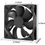 120mm Case Fan 120x120x25mm 12cm Computer PC Fan DC 12V 2Wire 3Pin Connector Cooling Fan 1600RPM 2-Pack