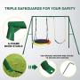 Trekassy 440lbs 2 Seat Swing Set, 1 Saucer Swing Seat and 1 Belt Swing Seat with Heavy Duty A-Frame Metal Swing Stand