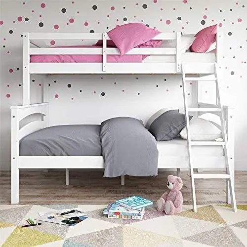 Dorel Living Brady Twin Over Full Solid Wood Kids Bunk Bed with Ladder, White Dorel Living Brady Twin Over Full Solid Wood Kids Bunk Bed with Ladder, White