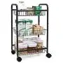 SONGMICS 3-Tier Metal Rolling Cart on Wheels with Baskets, Lockable Utility Trolley with Handles for Kitchen Bathroom Closet, Storage with Removable Shelves, Black UBSC03BK SONGMICS 3-Tier Metal Rolling Cart on Wheels with Baskets, Lockable Utility Trolley with Handles for Kitchen Bathroom Closet, Storage with Removable Shelves, Black UBSC03BK