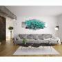 Visual Art Decor XLarge 7 Pieces Canvas Wall Art Teal Green Tree Landscape Black and White Picture Prints Framed and Stretched Painting Wall Decoration for Modern Living Room Office