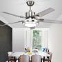 Reversible Ceiling Fan with Light and Remote Control, Stainless Steel, Silver (42in)