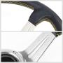 Black Leather/Silver 3 Spokes/Yellow Stitch and Stripe 3.50'' Deep Dish 70mm 6-Bolt Pattern 320mm (12.60'' Inches) Steering Wheel