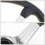 Black Leather/Silver 3 Spokes/Yellow Stitch and Stripe 3.50'' Deep Dish 70mm 6-Bolt Pattern 320mm (12.60'' Inches) Steering Wheel