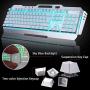 Rechargeable Keyboard and Mouse,Suspended Keycap Mechanical Feel Metal Panel Gaming Keyboard Mouse Combo,3800mAh Large Capacity Lithium Battery,Anti-ghosting (White)