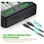 EBL LCD Universal Battery Charger - 8 Bay AA AAA C D Battery Charger for Rechargeable Batteries Ni-MH AA AAA C D Batteries with 2A USB Port, Type C Input, Fast AA AAA Battery Charger
