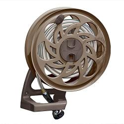 Suncast Sidetracker Garden Hose Reel with Guide - Fully Assembled Outdoor Wall Mount Tracker with Removable Reel - 125 Hose Capacity - Dark Taupe