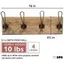 Wall Mounted Coat Rack - Rustic Wooden 4 Hook Coat Hanger Rail, Distressed Wood, Antique Brass Hooks Wall Mounted Coat Rack - Rustic Wooden 4 Hook Coat Hanger Rail, Distressed Wood, Antique Brass Hooks