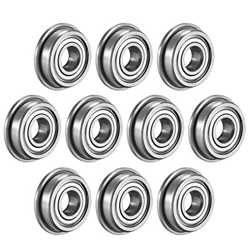 uxcell F695ZZ Flanged Ball Bearing 5x13x4mm Double Metal Shielded (GCr15) Chrome Steel Bearings 10pcs