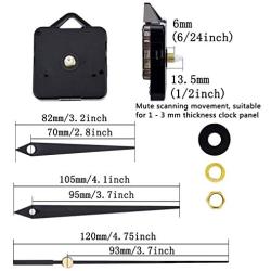 Mudder Clock Movement Mechanism, 3/ 25 Inch Maximum Dial Thickness, 1/ 2 Inch Total Shaft Length