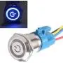 ESUPPORT 16mm 12V 3A Power Symbol Angel Eye Halo Car Blue LED Light Metal Push Button Toggle Switch Socket Plug Wire