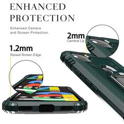 PULEN for Google Pixel 4a Case with Screen Protector[1 Pack],Hybrid Armor Metal Ring Holder Magnetic Car Mount,Full Body Shockproof Sturdy Bumper Protective Cover - Green