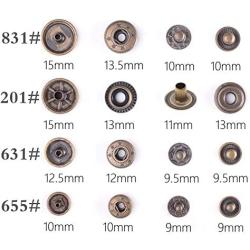 Aiskaer 120 Sets Snap Fasteners Kit, Metal Snap Buttons Press Studs with 9 Pieces Fixing Tools, Bronze Clothing Snaps Kit for Leather, Coat, Down Jacket, Jeans Wear and Bags