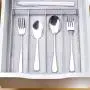 Flatware Organizers 5 Compartments, Metal Mesh Kitchen Utensil Drawer Cutlery Tray with 4 Foam Feet, Silver Flatware Organizers 5 Compartments, Metal Mesh Kitchen Utensil Drawer Cutlery Tray with 4 Foam Feet, Silver