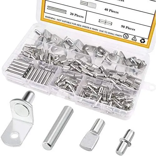 Sutemribor 128PCS Nickel Plated Shelf Bracket Pegs Cabinet Furniture Shelf Pins Support, 4 Styles Sutemribor 128PCS Nickel Plated Shelf Bracket Pegs Cabinet Furniture Shelf Pins Support, 4 Styles