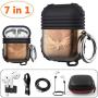 HALLEAST 7-in-1 Accessories Compatible AirPods Case 2019 Carrying Silicone Cover Anti-Lost Strap Shock Resistant Metal Hard Case Compatible Apple AirPod 2 & 1, Not for Wireless Charging, Sunset