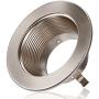 TORCHSTAR 12-Pack 4 Inch Recessed Can Light Trim with Satin Nickel Metal Step Baffle, for 4 Inch Recessed Can, Fit Halo/Juno Remodel Recessed Housing, Line Voltage Available