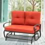 Oakmont Outdoor Loveseat Patio Swing Rocking Glider 2 Seats Metal Furniture Set (Red)