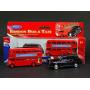 London Double Decker Red Bus and Black Taxi Mini Models (Pull Back & Go Action) Made of Die Cast Metal and Plastic Parts by Diecast models