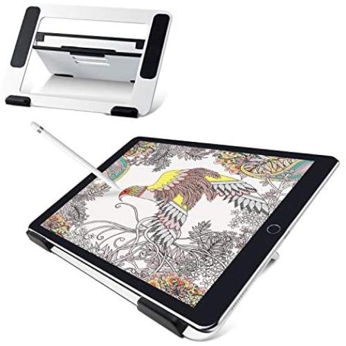ELECOM Aluminum Drawing Stand for 9.7-12.9inch Tablets, Adjustable 4 Level Angles, Slip Resistance Parts Attached/White/TB-DSDRAWWH