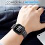 MoKo Watch Band Compatible with Fitbit Versa/Versa 2/Versa lite Edition/Versa Special Edition, Women Men Premium Stainless Steel Metal Replacement Bracelet Strap - Black