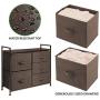 mDesign Wide Dresser Storage Tower - Sturdy Steel Frame, Wood Top, Easy Pull Fabric Bins - Organizer Unit for Bedroom, Hallway, Entryway, Closets - Textured Print, 5 Drawers - Espresso Brown