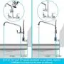 JZBRAIN Commercial Faucet with Sprayer 8 Inch Center 42'' Height Commercial Wall Mount Faucet Pre-Rinse Kitchen Sink Fuacet with 12'' Swing Spout Fit for 3 Compartment Sink