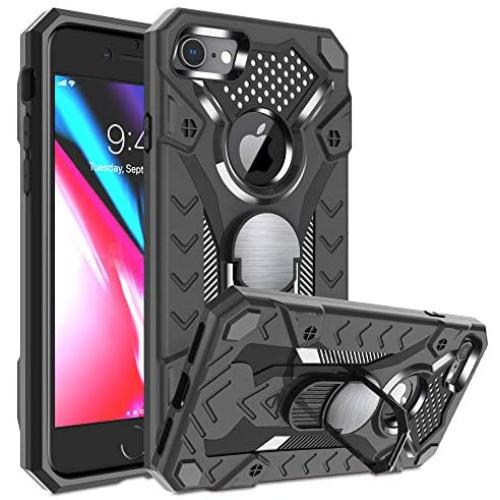 iPhone 7 case | iPhone 8 case | Metal 360 Degree Ring Kickstand | Atump Military Grade 15ft. Drop Shockproof Tested Protective case | Car Mount Phone case for iPhone 7 and iPhone 8 Gray