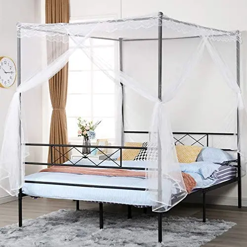 VECELO Metal Canopy Netting Bed Frame, Strong Firm Support & Easy Set up Structure/No Box Spring Needed (Black, Queen) VECELO Metal Canopy Netting Bed Frame, Strong Firm Support & Easy Set up Structure/No Box Spring Needed (Black, Queen)