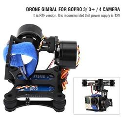 RC Drone Camera Gimbal, Metal Brushless Gimbal Board BGC 2.2 for 3/3+ / 4 Camera RC Drone Quadcopter Component Part Accessory(Black)