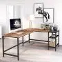 CubiCubi L Shape Computer Desk with Storage Shelf Study Writing Table for Home Office, Modern Simple Style PC Desk, Black Metal Frame, Rustic CubiCubi L Shape Computer Desk with Storage Shelf Study Writing Table for Home Office, Modern Simple Style PC Desk, Black Metal Frame, Rustic