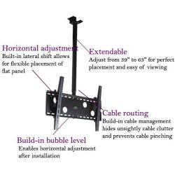 VideoSecu TV Ceiling Mount Bracket for Most 37'' to 75'' LCD Plasma Flat Panel,Some up to 75'' LED TV with VESA 400X400 600x400 684x400 700x400mm, Ceiling Pole Extends from 39'' to 63'' MPC51B M10