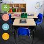 ECR4Kids ELR-24103F-MP 24'' x 18'' Adjustable Open Front Student Metal Book Box, Maple and Black Desk